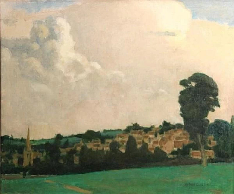 Vista del villaggio da un campo